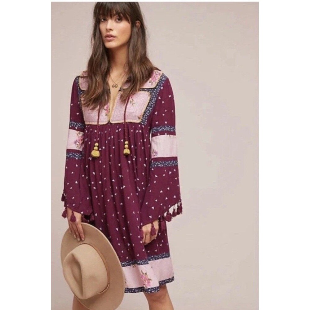 Anthropologie Seen Worn Kept Dress Leavenworth Patchwork Size S Boho Gypsy Fairy